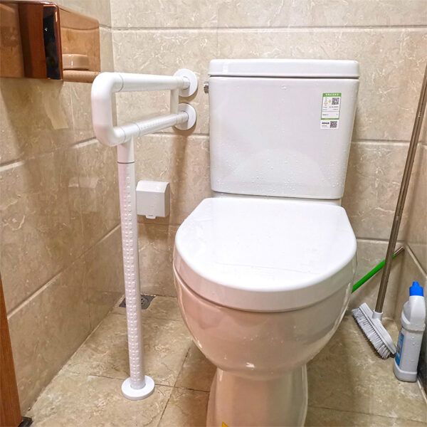 N324 Heavy-Duty Floor-Mounted Safety Handrail | U-Shaped Toilet Grab Bar with Support Stand