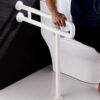 N324 Heavy-Duty Floor-Mounted Safety Handrail | U-Shaped Toilet Grab Bar with Support Stand