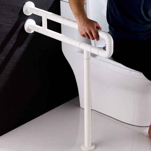 N324 Heavy-Duty Floor-Mounted Safety Handrail | U-Shaped Toilet Grab Bar with Support Stand
