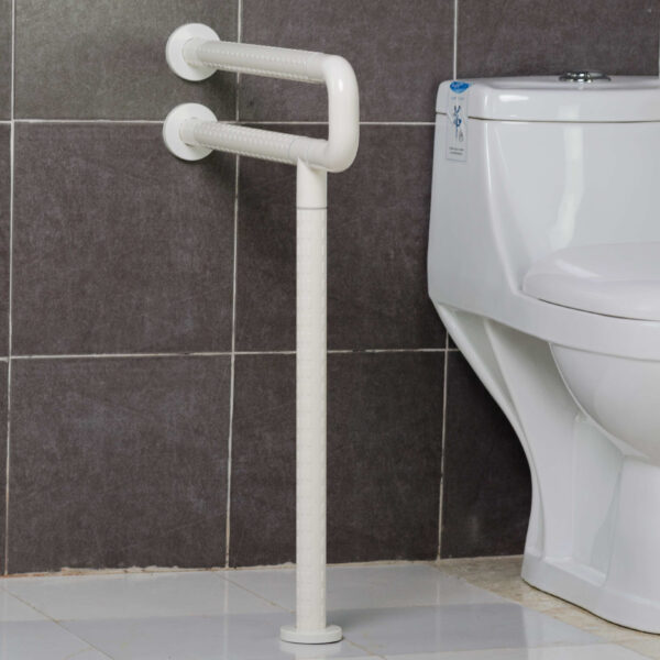 N324 Heavy-Duty Floor-Mounted Safety Handrail | U-Shaped Toilet Grab Bar with Support Stand