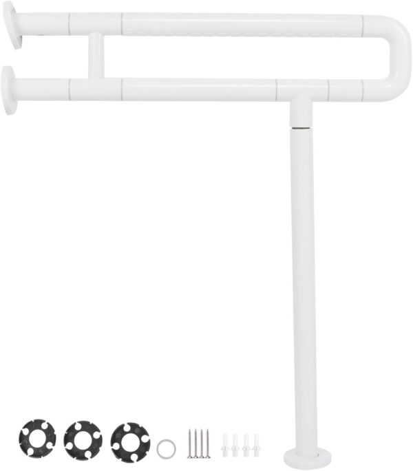 N324 Heavy-Duty Floor-Mounted Safety Handrail | U-Shaped Toilet Grab Bar with Support Stand