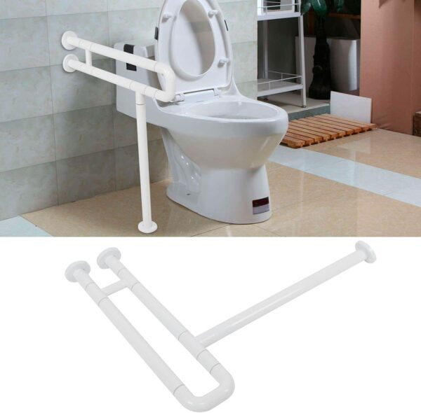 N324 Heavy-Duty Floor-Mounted Safety Handrail | U-Shaped Toilet Grab Bar with Support Stand