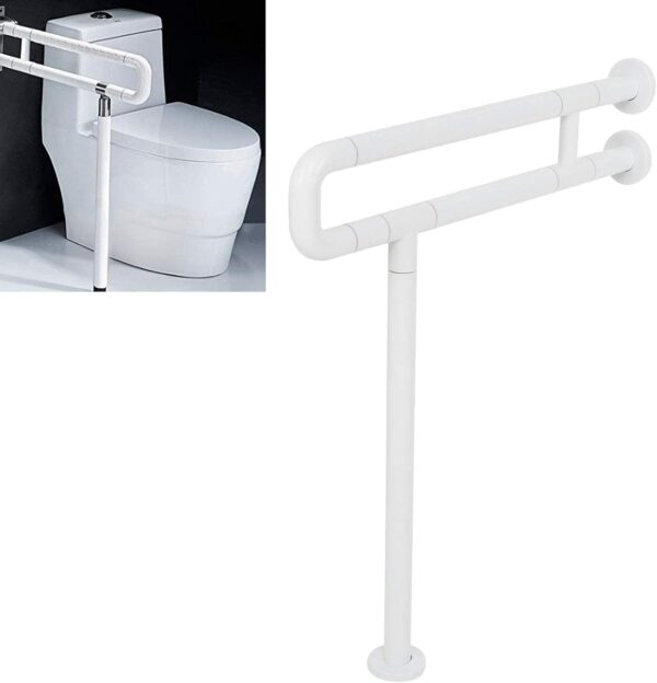 N324 Heavy-Duty Floor-Mounted Safety Handrail | U-Shaped Toilet Grab Bar with Support Stand