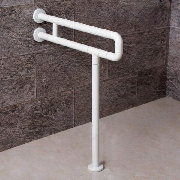 N324 Heavy-Duty Floor-Mounted Safety Handrail | U-Shaped Toilet Grab Bar with Support Stand