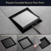 Floor Drain | 15cm x 15cm Square Black Stainless Steel Drain with Anti-Backflow Mechanism
