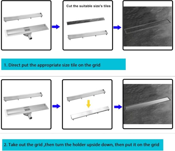 N332B – Premium(SS304) Floor drain 50-8CM- Black 5 Premium Linear Floor Drain | 50cm x 8cm Matte Black SUS 304 Stainless Steel Drainage Channel