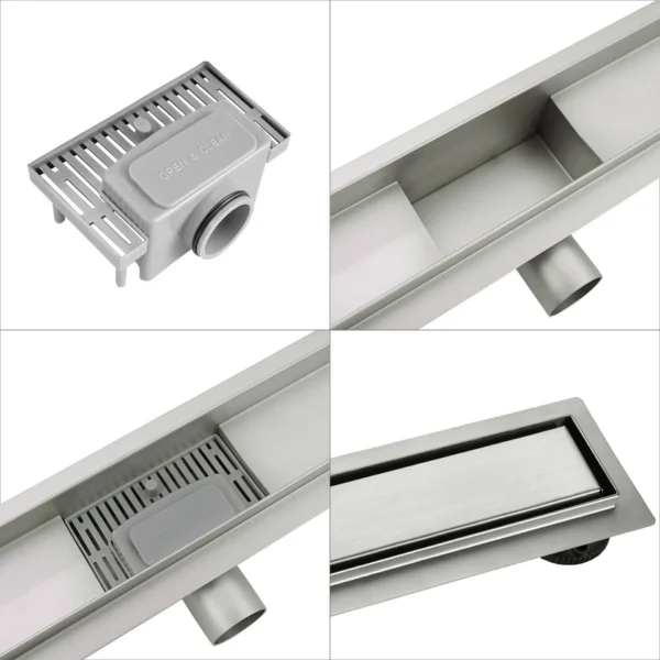Premium Linear Floor Drain | 50cm x 8cm Mirror Polished SUS 304 Stainless Steel Drainage Channel