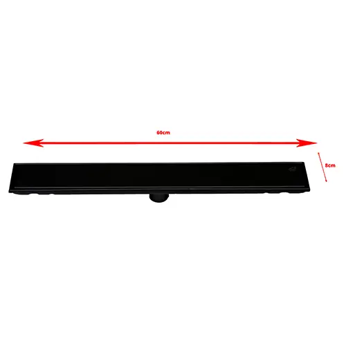 Premium Linear Floor Drain | 60cm x 8cm Matte Black SUS 304 Stainless Steel Drainage Channel