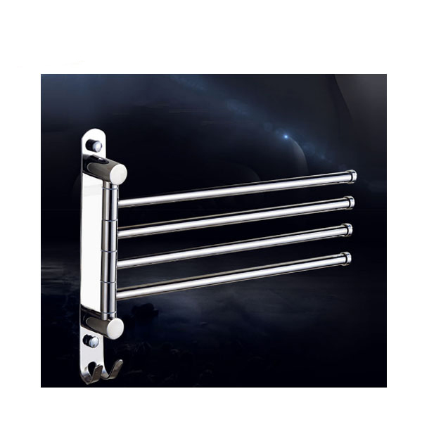 Premium Wall-Mounted Multi-Arm Swing Towel Organizer | Polished SS304 Stainless Steel 4-Bar Kitchen & Bathroom Drying Rail