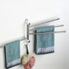 Premium Wall-Mounted Multi-Arm Swing Towel Organizer | Polished SS304 Stainless Steel 4-Bar Kitchen & Bathroom Drying Rail