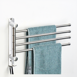 N030 ( GGH-2019 , SS304 Kitchen Towel Bar – 4 ) 7 Premium Wall-Mounted Multi-Arm Swing Towel Organizer | Polished SS304 Stainless Steel 4-Bar Kitchen & Bathroom Drying Rail