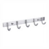 N037 ( GGH-009 , 5 Hooks Bar ) 11 Polished Stainless Steel 5-Hook Storage Rail | Multi-Purpose Wall-Mounted Hook Bar