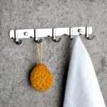Polished Stainless Steel 5-Hook Storage Rail | Multi-Purpose Wall-Mounted Hook Bar