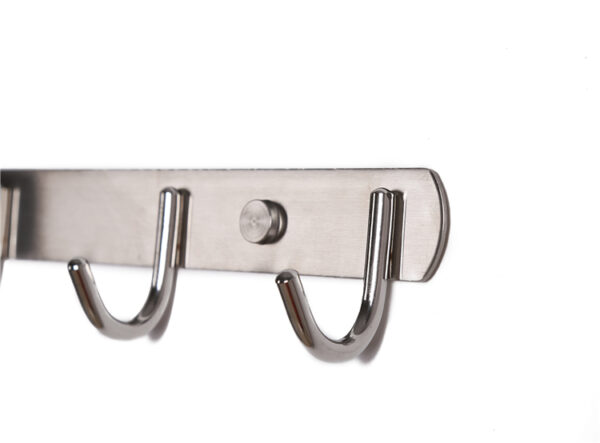 N037 ( GGH-009 , 5 Hooks Bar ) 4 Polished Stainless Steel 5-Hook Storage Rail | Multi-Purpose Wall-Mounted Hook Bar