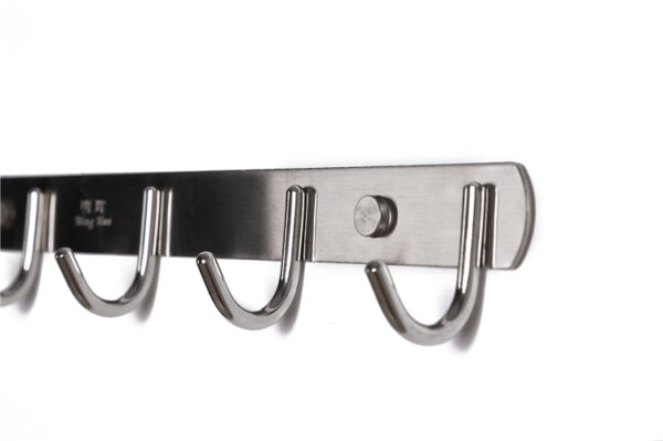 N037 ( GGH-009 , 5 Hooks Bar ) 5 Polished Stainless Steel 5-Hook Storage Rail | Multi-Purpose Wall-Mounted Hook Bar