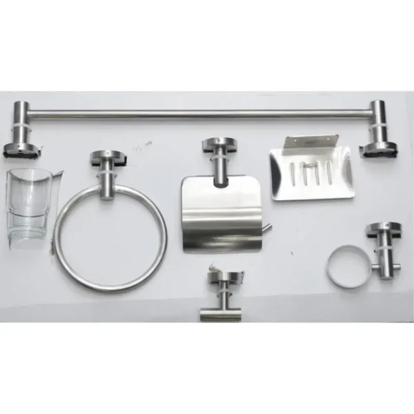 N053 MATT – Matt Finish ( SS304 ) Set MATT Premium 6-Piece Bathroom Accessory Set | Heavy-Duty SS304 Brushed Stainless Steel Hardware Kit
