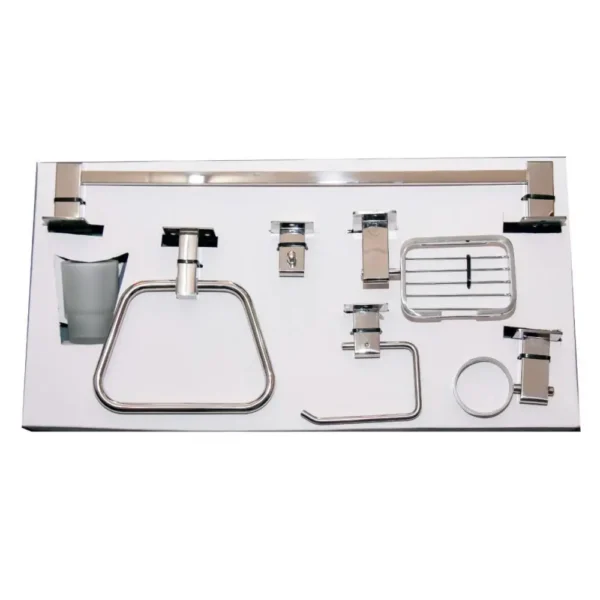 Premium 6-Piece Bathroom Accessory Set | Heavy-Duty SS304 Polished Chrome Hardware Kit with Slim Square Bases