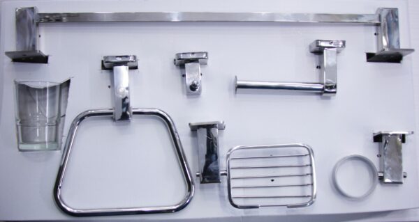 Premium 6-Piece Bathroom Accessory Set | Heavy-Duty SS304 Polished Chrome Hardware Kit with Slim Square Bases
