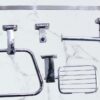 Premium 6-Piece Bathroom Accessory Set | Heavy-Duty SS304 Polished Chrome Hardware Kit with Slim Square Bases
