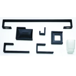 Premium 6-Piece Bathroom Accessory Set | Heavy-Duty Matte Black Square-Profile Hardware Kit