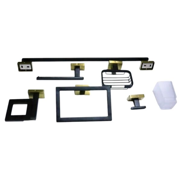 Premium 6-Piece Bathroom Accessory Set | Heavy-Duty SS304 Square-Profile Hardware Kit in Matte Black & Brushed Gold
