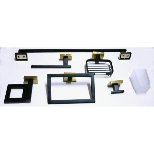 Premium 6-Piece Bathroom Accessory Set | Heavy-Duty SS304 Square-Profile Hardware Kit in Matte Black & Brushed Gold