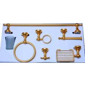 N053CG – 6 Pieces High Density Bathroom Set – Champagne Gold Premium 6-Piece High-Density Bathroom Accessory Set | Heavy-Duty Luxury Champagne Gold Hardware Kit with Classical Finial Bases
