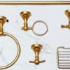 Premium 6-Piece High-Density Bathroom Accessory Set | Heavy-Duty Luxury Champagne Gold Hardware Kit with Classical Finial Bases