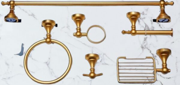 Premium 6-Piece High-Density Bathroom Accessory Set | Heavy-Duty Luxury Champagne Gold Hardware Kit with Classical Finial Bases