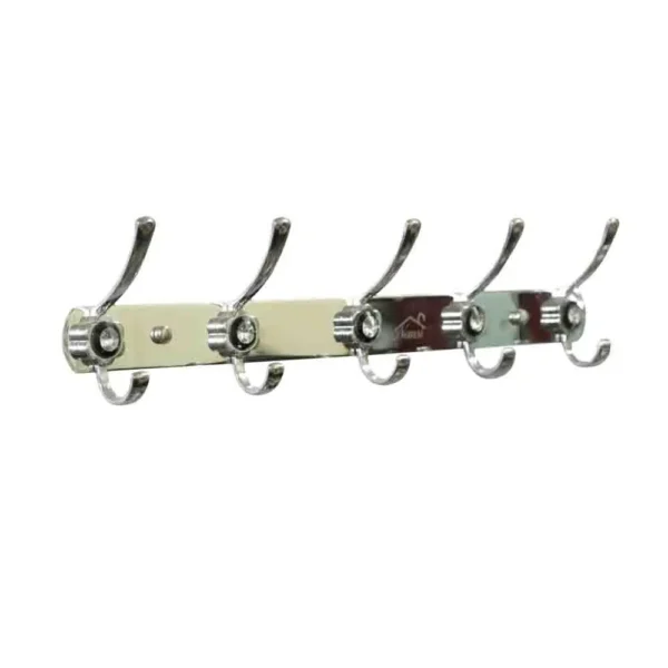 High-Gloss Chrome 5-Hook Tiered Storage Bar with Faux Diamond Accents (W60)