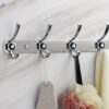 High-Gloss Chrome 5-Hook Tiered Storage Bar with Faux Diamond Accents (W60)