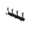 Multi-Purpose Wall-Mounted Hook Bar | Heavy-Duty Matte Black 4-Hook Storage Rail