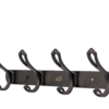 Multi-Purpose Wall-Mounted Hook Bar | Heavy-Duty Matte Black 4-Hook Storage Rail