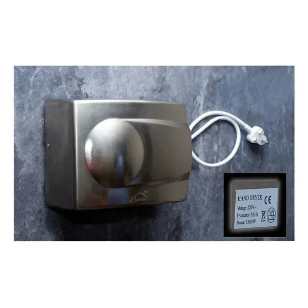 N230 – WS-S130 (Auto Hand Dryer ) WS-S130 Premium Automatic Hand Dryer | 1500W Brushed Metallic Stainless-Look Commercial Electric Hand Dryer