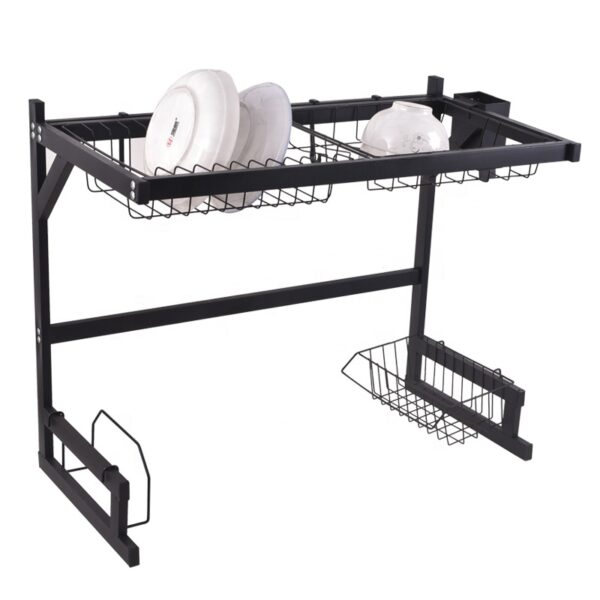 Premium Over-the-Sink Kitchen Storage Workstation | Matte Black SS304 Stainless Steel Organizer Rack for Single Bowl Sinks