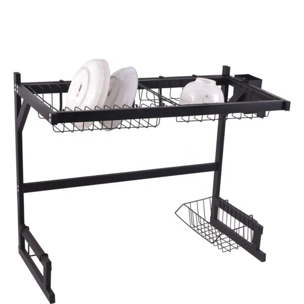 Premium Over-the-Sink Kitchen Storage Workstation | Matte Black SS304 Stainless Steel Organizer Rack for Single Bowl Sinks