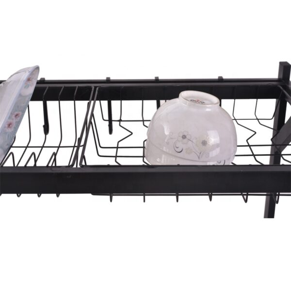 Premium Over-the-Sink Kitchen Storage Workstation | Matte Black SS304 Stainless Steel Organizer Rack for Single Bowl Sinks