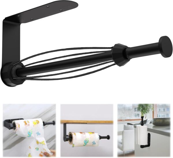 N298 – Kitchen Paper Holder ( 16cm ) with In-built Roller – Black 14 Premium Wall-Mounted Kitchen Paper Towel Dispenser | Matte Black Steel Towel Holder with In-Built Tension Roller