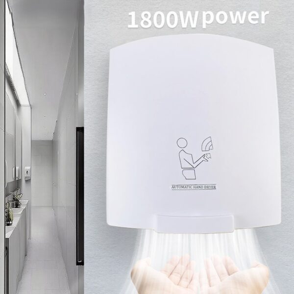 N320 – Hand dryer – ABS White plastic low noise (220V) 18 Automatic Hand Dryer | 220V Low-Noise ABS White Plastic Electric Commercial Restroom Hand Dryer
