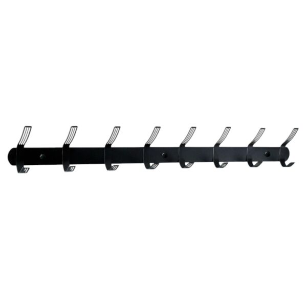 Premium Wall-Mounted Multi-Purpose Slotted Hook Bar | Heavy-Duty Matte Black Stainless Steel 8-Hook Storage Rail