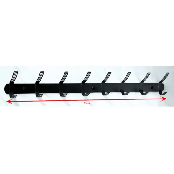 Premium Wall-Mounted Multi-Purpose Slotted Hook Bar | Heavy-Duty Matte Black Stainless Steel 8-Hook Storage Rail