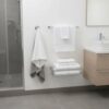 N040 – ( K1022 – Round Plate Double Hook ) 10 Heavy-Duty Dual-Prong Robe & Towel Hook | Classic Round Base Plate Hanger with Side-by-Side Curved Arms