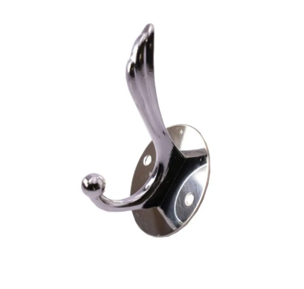 N041 – ( K1022 – Round Plate , High and Low Hook Heavy-Duty Dual-Prong Robe & Coat Hook | Classic Round Base Plate Hanger with High & Low Tiered Arms