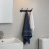 Premium Wall-Mounted Utility Rail | Heavy-Duty 3-Piece Dual-Hook Storage Organizer Track (6 Hooks Total) – Classic Black