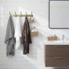 N043 – ( C027 – 5 Hooks , Double Antique Brass ) 2 Premium Wall-Mounted 5-Hook Rail | Weathered Antique Brass Multi-Prong Robe & Towel Hanger with Decorative Contoured Prongs