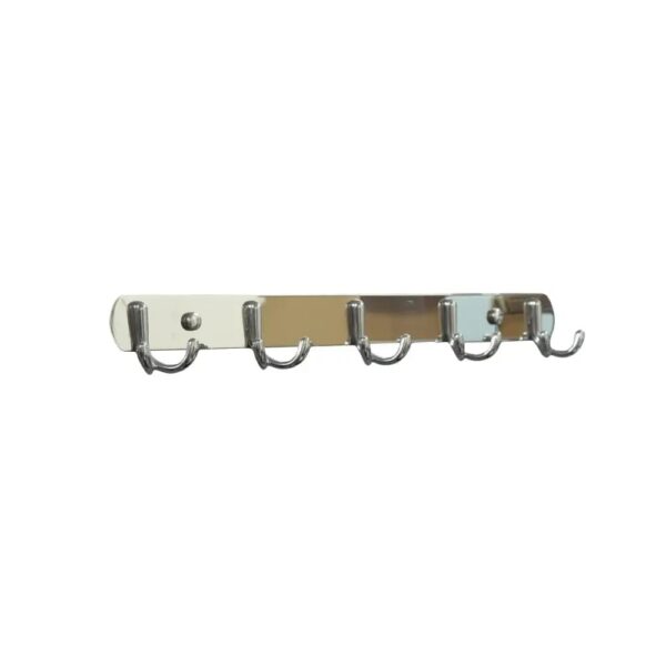 N048 – ( C013 – 5 Hook Double Sided Mirror ) Premium Wall-Mounted Utility Rail | Heavy-Duty 5-Piece Dual-Hook Storage Organizer Track (10 Hooks Total) – Double Sided Mirror