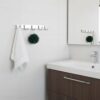 N048 – ( C013 – 5 Hook Double Sided Mirror ) 2 Premium Wall-Mounted Utility Rail | Heavy-Duty 5-Piece Dual-Hook Storage Organizer Track (10 Hooks Total) – Double Sided Mirror