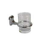 N077 ( ABS Chrome Plated Tumbler Holder ) Premium Wall-Mounted ABS Tumbler Holder | Chrome-Plated Plastic Toothbrush Ring & Rinsing Glass Cup with Capsule Base Plate