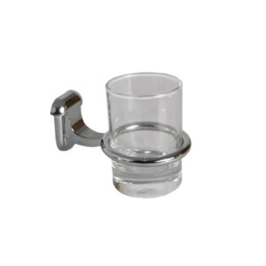 N077 ( ABS Chrome Plated Tumbler Holder ) Premium Wall-Mounted ABS Tumbler Holder | Chrome-Plated Plastic Toothbrush Ring & Rinsing Glass Cup with Capsule Base Plate