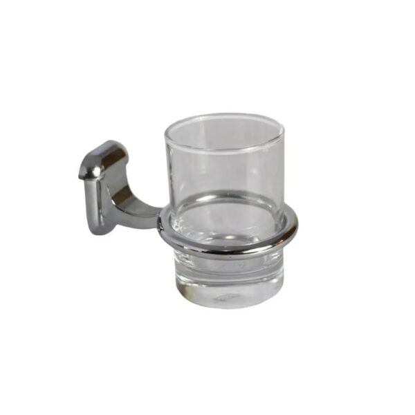 N077 ( ABS Chrome Plated Tumbler Holder ) Premium Wall-Mounted ABS Tumbler Holder | Chrome-Plated Plastic Toothbrush Ring & Rinsing Glass Cup with Capsule Base Plate